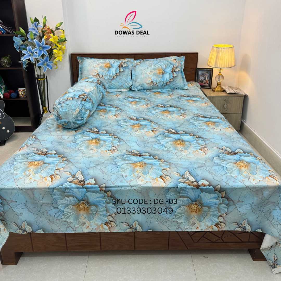 Digital, 3D, Printed, Shatin, Cotton Panel, Bed, Sheet
