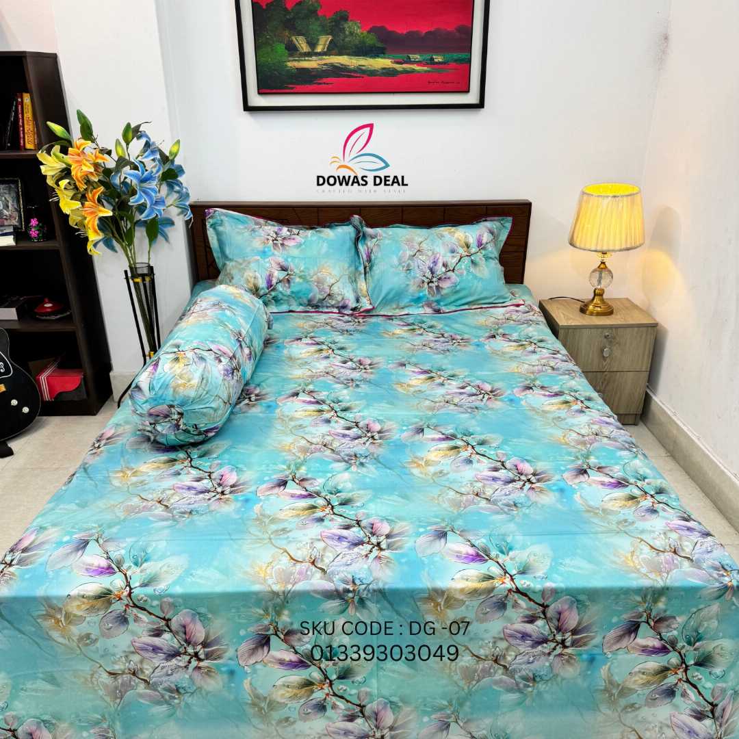 Digital, 3D, Printed, Shatin, Cotton Panel, Bed, Sheet