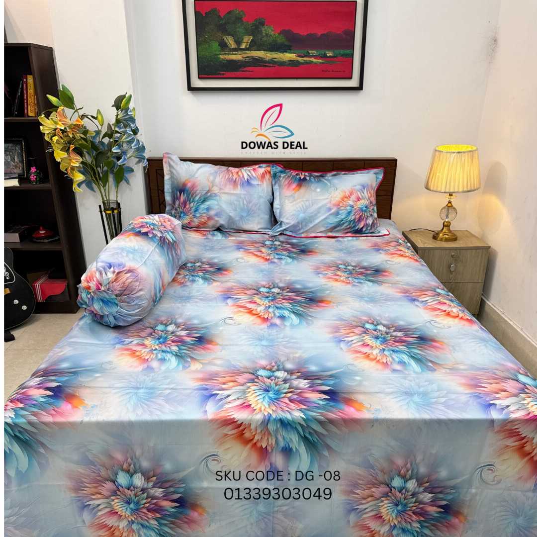 Digital, 3D, Printed, Shatin, Cotton Panel, Bed, Sheet