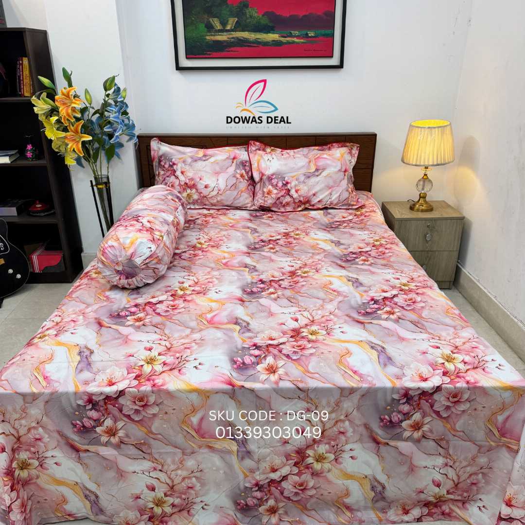 Digital, 3D, Printed, Shatin, Cotton Panel, Bed, Sheet