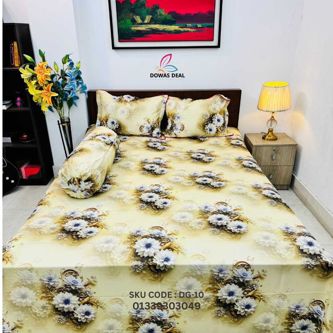 Digital, 3D, Printed, Shatin, Cotton Panel, Bed, Sheet