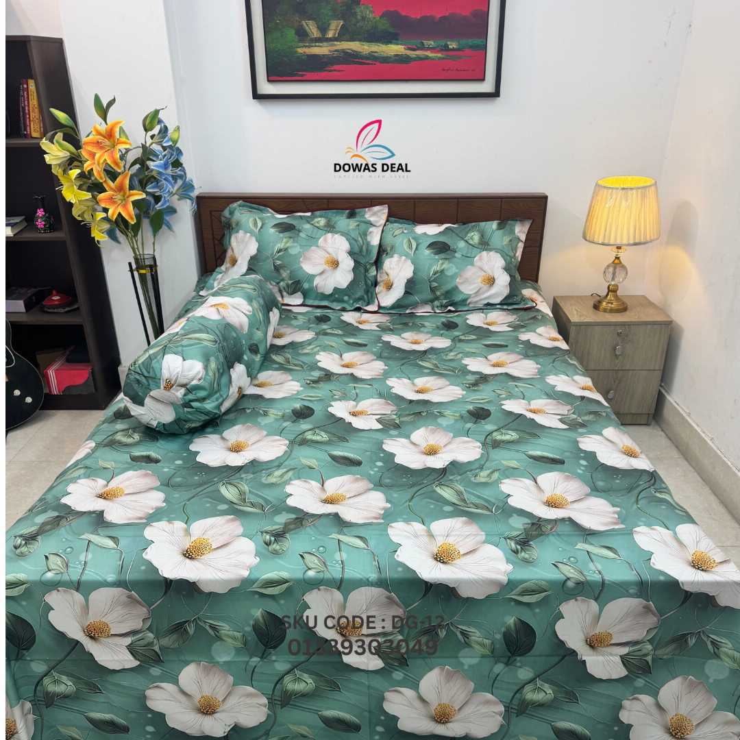 Digital, 3D, Printed, Shatin, Cotton Panel, Bed, Sheet