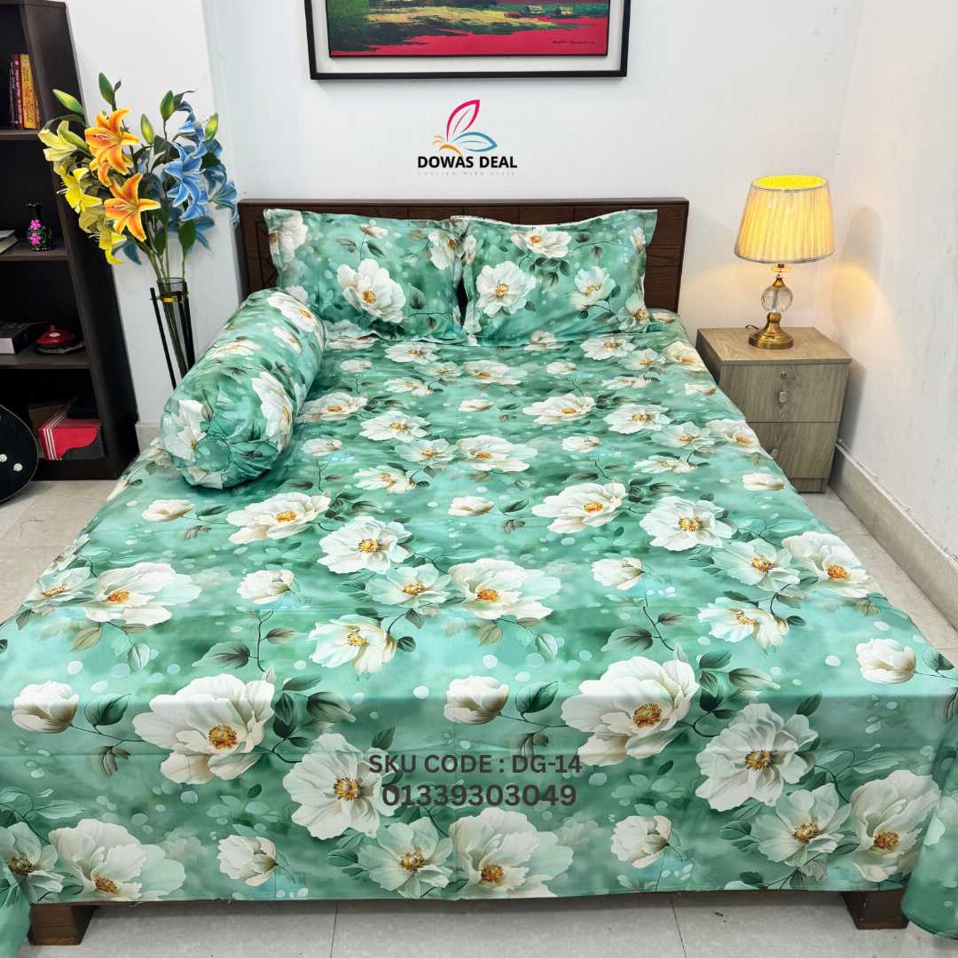 Digital, 3D, Printed, Shatin, Cotton Panel, Bed, Sheet