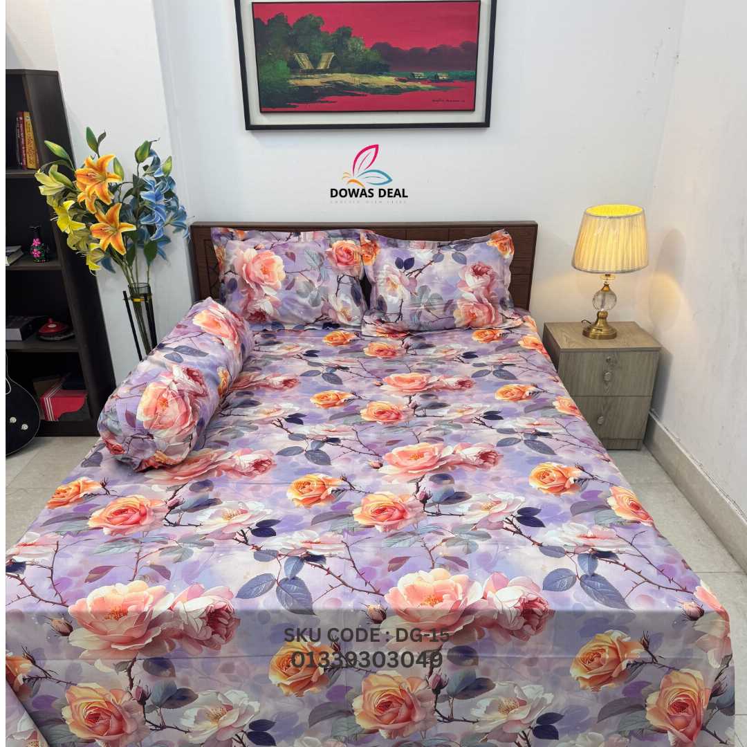 Digital, 3D, Printed, Shatin, Cotton Panel, Bed, Sheet