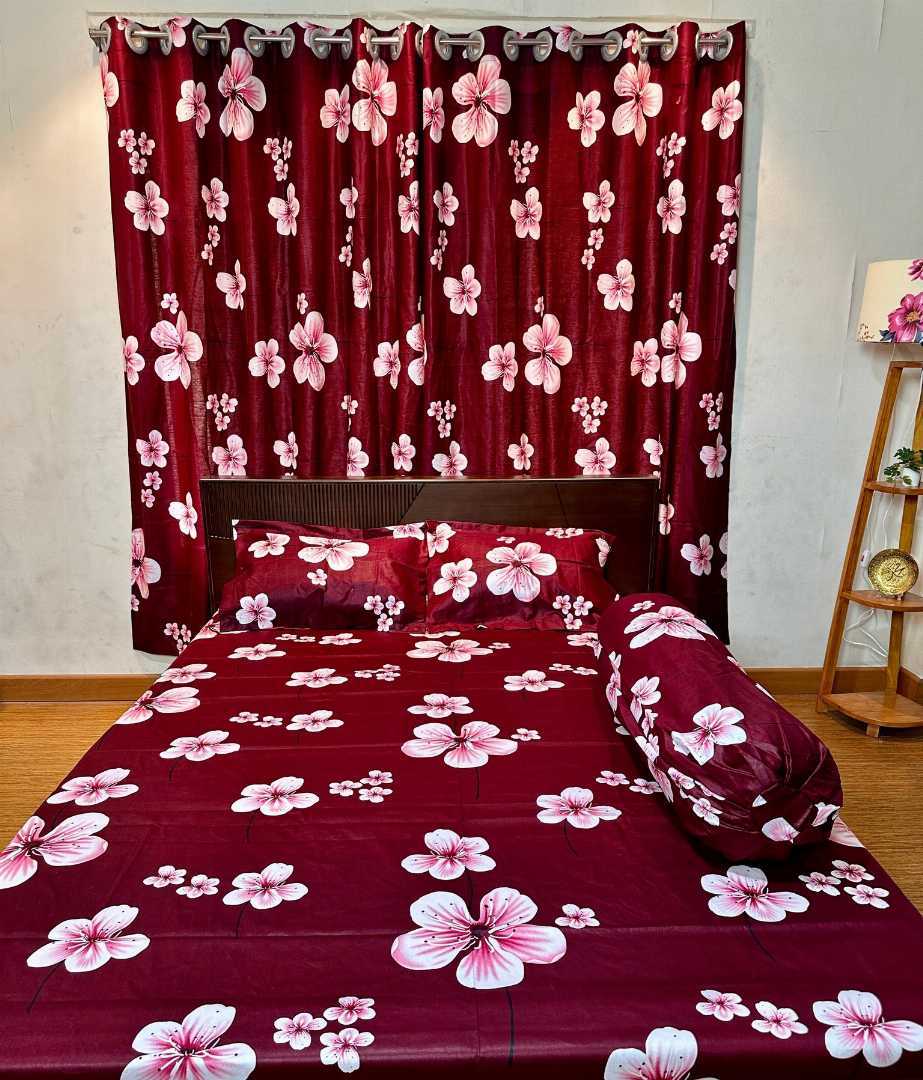 BEDSHEET, COMBO, SET, WITH , CURTAIN
