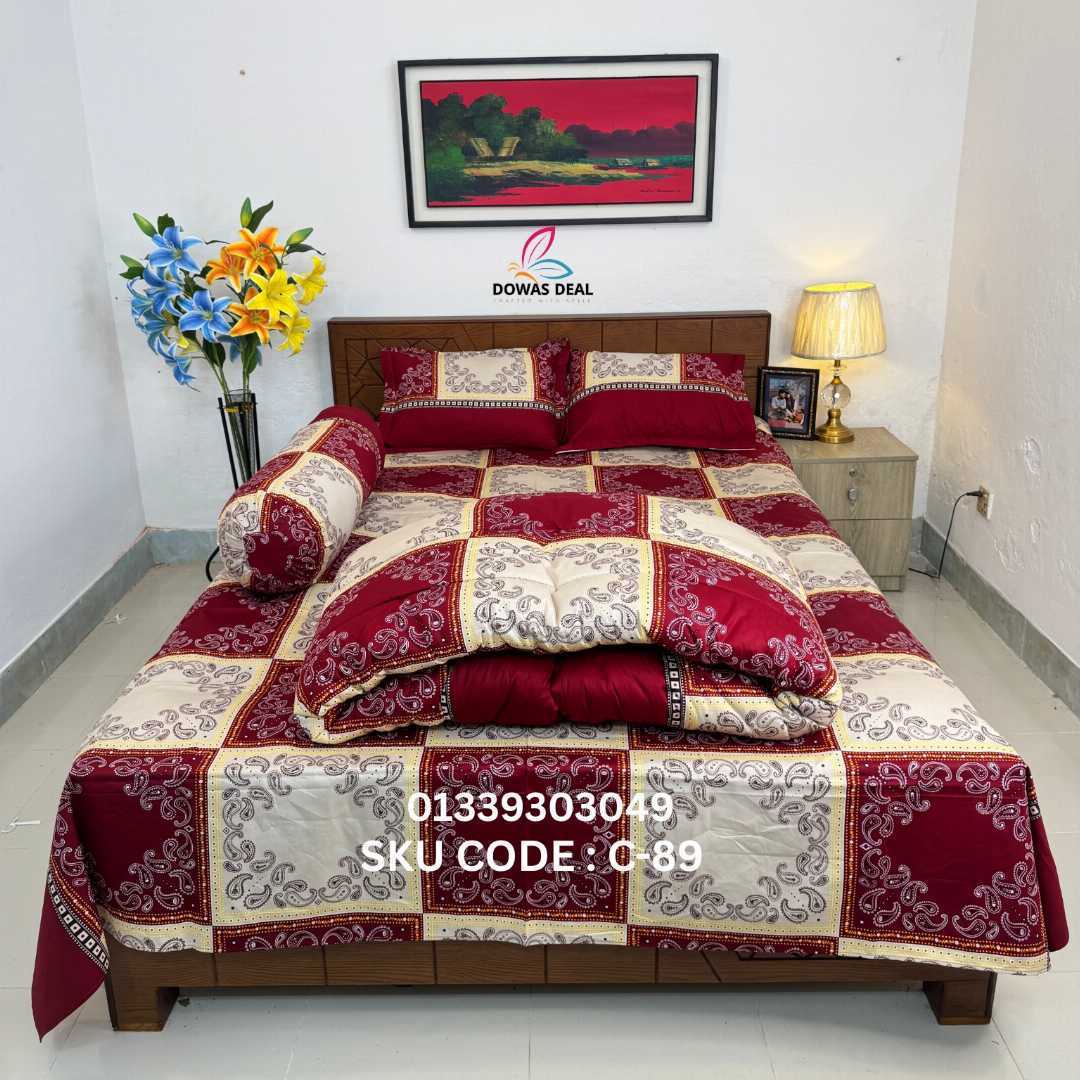 Premium,Quality,Twill,Cotton,Comforter,5,Pcs,Set,comforter, comforter set, soft bedding, warm comforter, premium comforter Bangladesh, cotton comforter, bedding set, winter blanket, stylish bedding