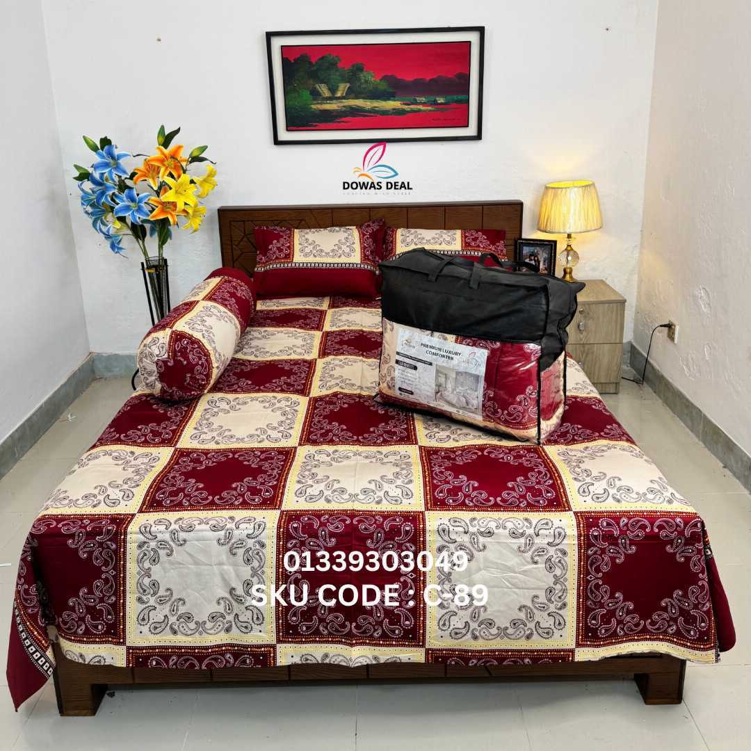 Premium,Quality,Twill,Cotton,Comforter,5,Pcs,Set,comforter, comforter set, soft bedding, warm comforter, premium comforter Bangladesh, cotton comforter, bedding set, winter blanket, stylish bedding